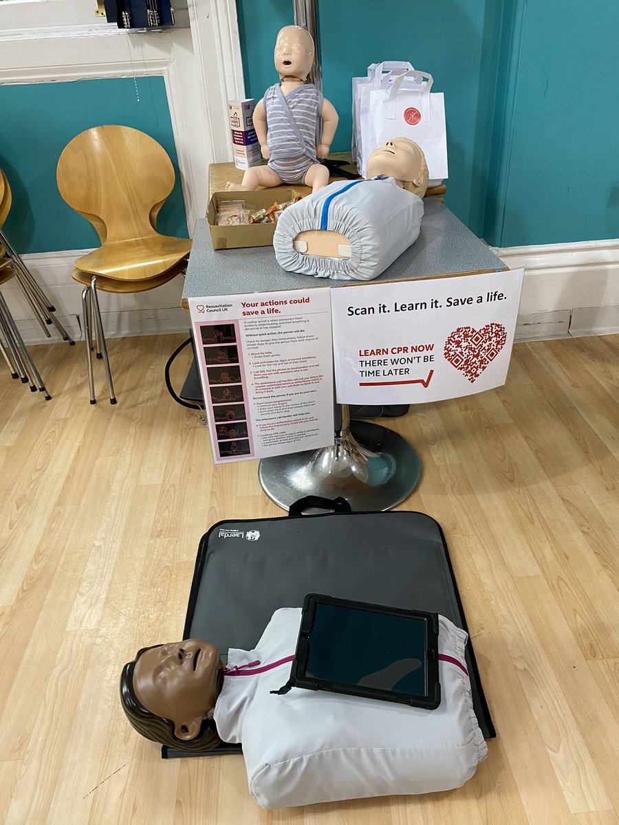All set up and ready to go. Come along to the Blue Spa restaurant at Cheltenham General Hospital this morning to learn CPR #CPRsaveslives