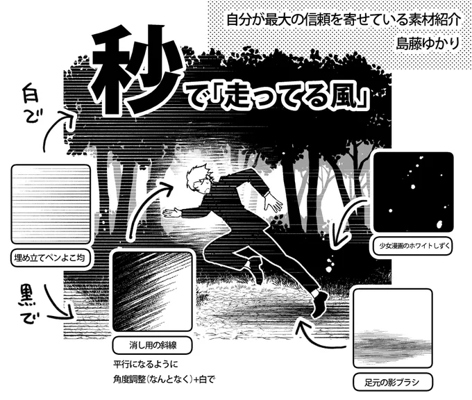 修羅場のお供、秒で描けるシリーズです
「走ってる風」
埋め立てペンは、均・乱れ両方とも使い勝手最高
消し用の斜線は画面を回して角度調節するよ
素材紹介は火曜日20:00にアップしていこうかなと思います
来週は「屋内」か「キャラ」にしようかな

#CLIPSTUDIO
#オススメペン
#コルクラボマンガ専科 