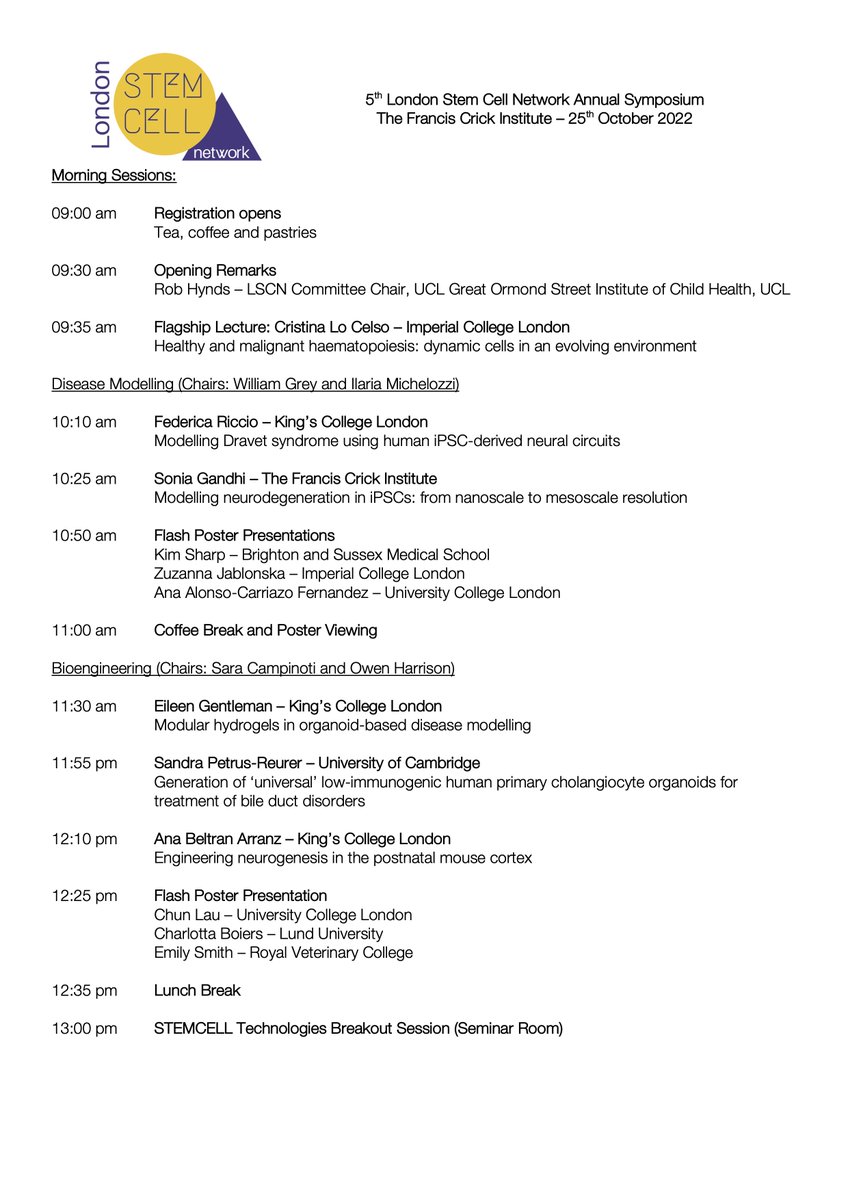 LSCN_UK's tweet photo. The final #LSCN2022 programme is now available.

There are a small number of places left to attend
@TheCrick, or you can watch via Zoom: https://t.co/psKR3aHb8n

LSCN members can find the promo code by logging in at https://t.co/Kype8FjQtV.

Thanks to all of the LSCN sponsors! https://t.co/EpW23TqDCh