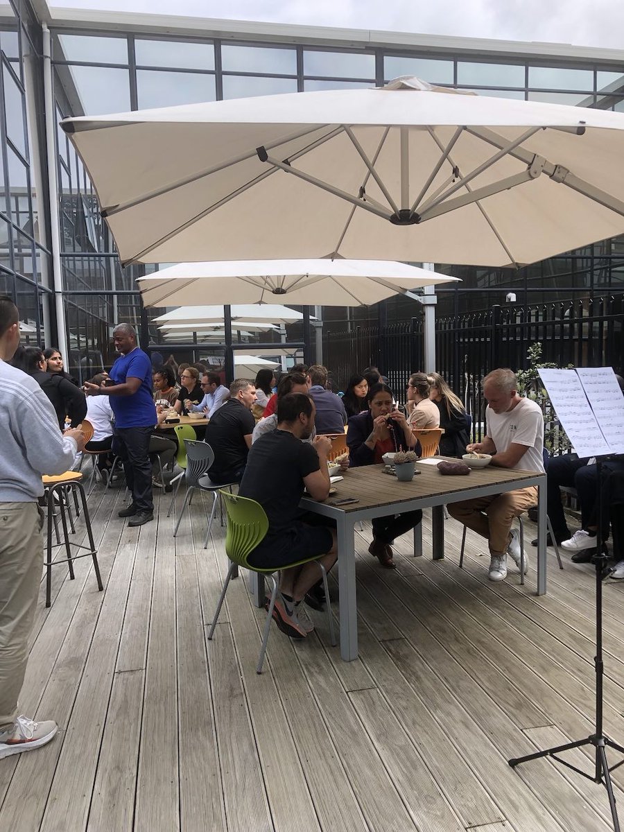 basestationnz's tweet photo. The sunshine come out yesterday for our busiest #SharedLunch yesterday. We put on a delicious selection of salads from the nice people at @pluto_juice_bar for our residents, there was also some live music as well as an impromptu magic show! Welcome to #BasestationLife #Coworking https://t.co/7UewRm708M