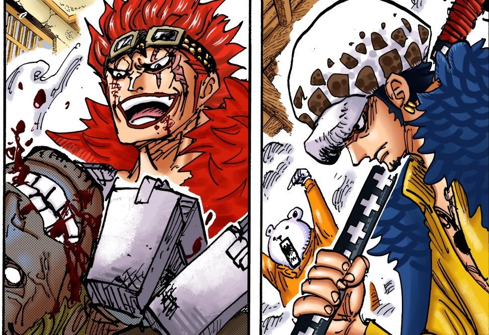 - الفخمين ، يوستاس كابتن كيد و ترافلغارو دي واتر لاو ، صائد اليونكو و الرجل المغناطيسي كيد فعلاً من أفضل الشخصيات من وجهه نظري ، لاو العبقري في تحركاته و الخطير في هجماته.، ثنائي أسقط اليونكو السابقة " بيغ مام" و تم هزيمتها ❤️💙.