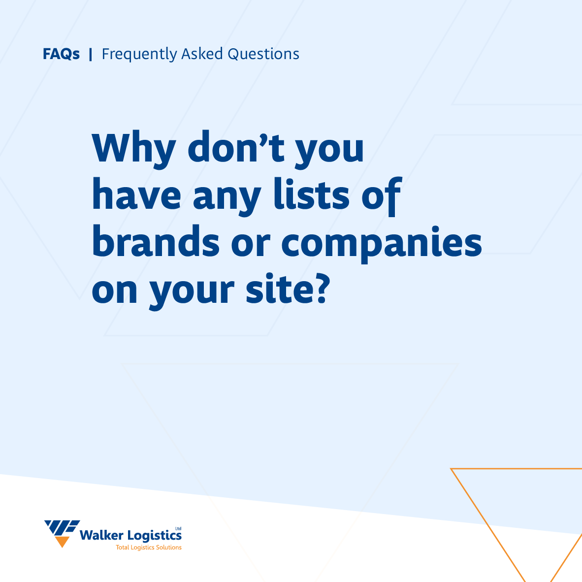 ltd_walker's tweet photo. Why don’t you have any lists of brands or companies on your site?

We sign Non-Disclosure Agreements with all our clients, so we’re unable to give out specific names. 

#WalkerLogistics #Warehouse #GlobalLogistic #Ecommerce https://t.co/IvqDfseV9j