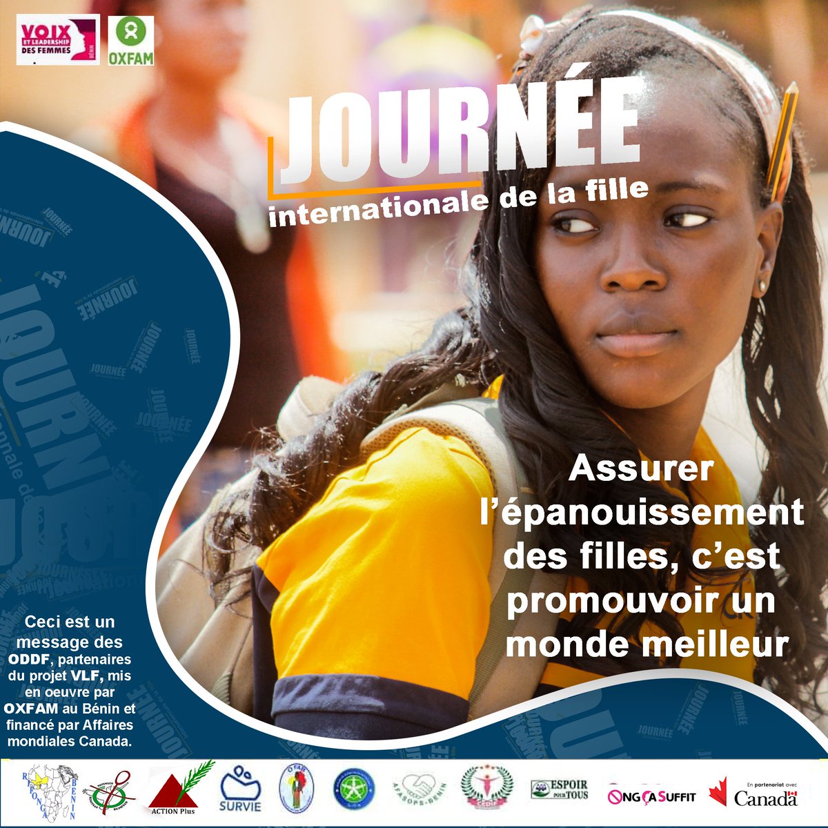 afasops1's tweet photo. 🔵 L'ÉPANOUISSEMENT DES FILLES EST NOTRE PRIORITE
Un monde meilleur est possible si nous investissons sur l'épanouissement des filles.
#AFASOPS travaille pour la jouissance des droits humains pour les filles et l'égalité entre les sexes au #Benin
#JIFI2022 #VLF229🇧🇯🇨🇦 https://t.co/QGpA5agjd0