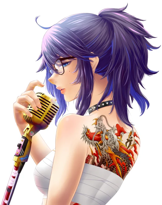 めっちゃアイドルしてる総長を描きました。可愛らしくお花も添えました。デコったアイドルマイク、こちら防水ですお花はトケイソウ花言葉は「聖なる愛・信仰」#ksonART 