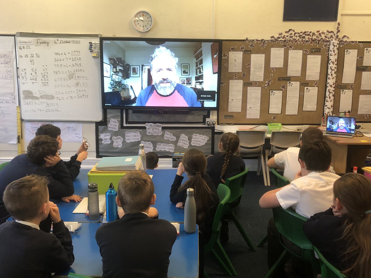 ASALeavers23's tweet photo. Our live session with Phil Earle has begun…
…he’s extremely funny! All loving it so far. @read_holmfirth https://t.co/5YXmO1OEGJ