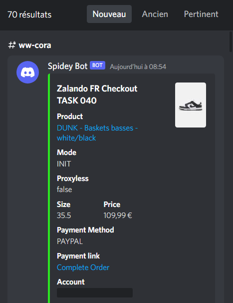 x85 today for -500 accounts (Only NN)

CG : <a href="/ErrorFrance/">Error_France</a>
Bot : <a href="/BananaFramework/">BananaAIO</a>
Proxies : <a href="/TyphonClub/">Typhon Club</a>
ACO : @heada_aco