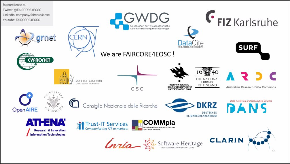 FAIRCORE4EOSC's tweet photo. Cooperation with other EOSC-related #HorizonEU projects and with the @eoscassociation is fundamental for the success of FAIRCORE4EOSC.
We are part of the expanding #EOSC family of projects and initiatives, and will contribute to making this vision a reality. https://t.co/oDGvhhSJEG