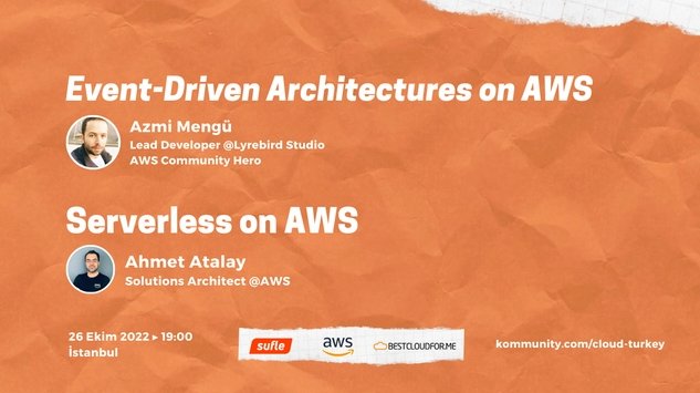bestcloudforme's tweet photo. Organizasyonunu @serverlesstr topluluğunun üstlendiği bu etkinliğe sponsor olarak destek olmaktan çok mutluyuz🚀
➡️Detaylı bilgi için:https://t.co/QucWc5aO7i
#aws #amazon #cloud #bcfm #bestcloudforme #awscloud #Serverless #bc4m https://t.co/TqKbEA7bD5