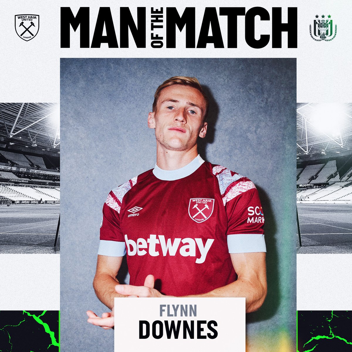 WestHam's tweet photo. Your MOTM for the second #UECL game in a row ⚒️

Congratulations, Flynn Downes! 👏 https://t.co/JHPRrbjDLY