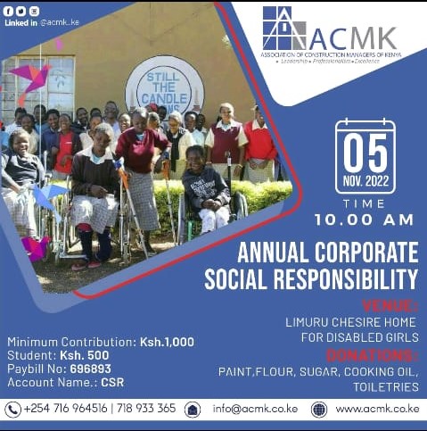 acmk_ke's tweet photo. 'Kindness is universal. Sometimes being kind allows others to see the goodness in humanity through you. Always be kinder than necessary'.
Join us on 5th November 2022 as we make the world a better place one small kindness after another.

T-21 days
#acmk #csr #constructionindustry https://t.co/xRr5AqIKDS