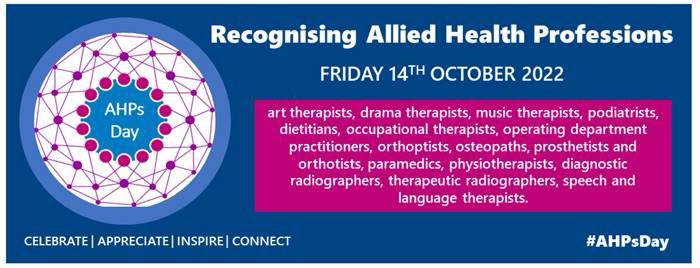 RUHHandTherapy's tweet photo. Happy #AHPsDay 2022! We’re proud to be AHPs #therapistsunite https://t.co/mTTD46mTvw