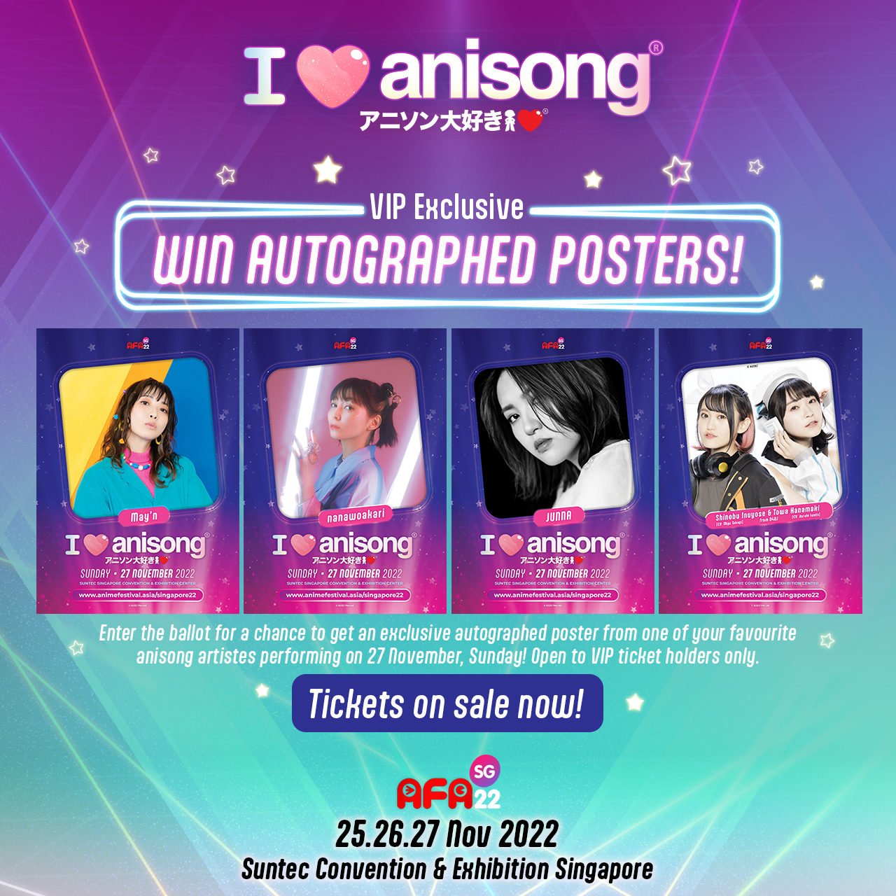 Anime Festival Asia (AFA) on Twitter "AFASG2022 AFASG22 AFA Night LIVE VIP ticket holders, it