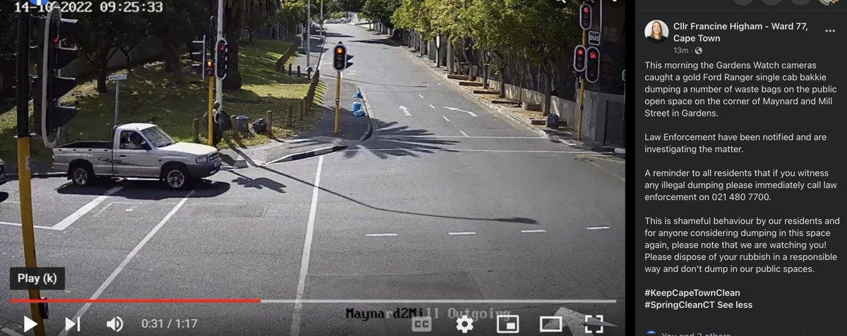 Gardens Watch is watching 👁
Thanks <a href="/FrancineHigham/">Francine Higham</a> - let's catch this person!

Report any dumping to 021 480 7700 and you will be rewarded with R5000 by the <a href="/CityofCT/">City of Cape Town</a> when they are caught.

<a href="/geordinhl/">Geordin Hill-Lewis</a> #CapeTown #dumping #litter