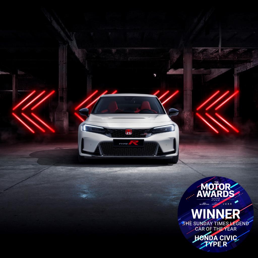 Honda_UK's tweet photo. We are so excited that the Civic Type R has been crowned The Sunday Times Legend Car of the Year at the Motor Awards 2022. This year marks 25 years of the Civic Type R and what a glorious accolade to receive on its anniversary. 

#TypeR #SundayTimes #Civic https://t.co/19JzQZwij9