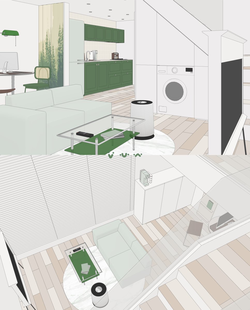 studio_998's tweet photo. [초록/파랑이 가득한 복층 원룸_FOREST/OCEAN]
포인트 컬러가 돋보이는 복층 원룸, 둘러 보고 가실래요?

#스튜디오998 #STUDIO998 #스케치업 #스케치업배경 #웹툰배경 #3D배경 https://t.co/s36fkJI55D