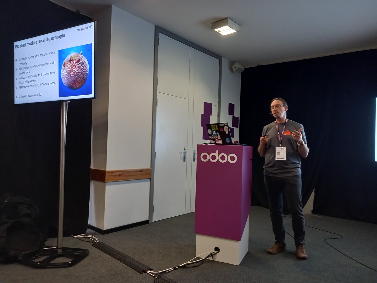 <a href="/gurneyalex/">Alexandre Fayolle</a> from @camptocamp will now share patterns and antipatterns in Odoo module development #OdooExperience