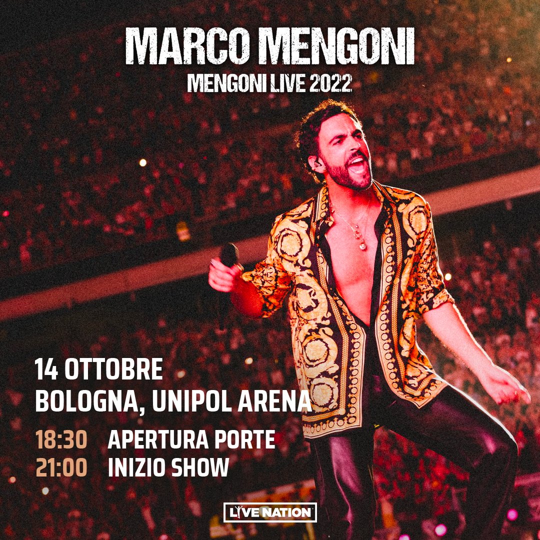 Il #MengoniLive2022 questa sera fa tappa a Bologna!
📍 Unipol Arena

18:30   Apertura Porte
21:00   Inizio show