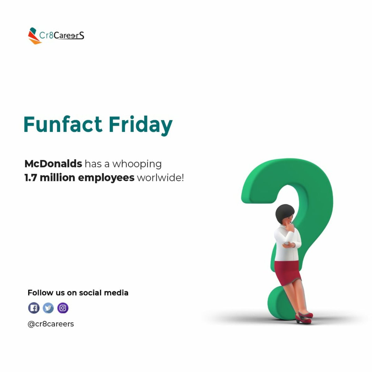 cr8careers's tweet photo. McDonald's is the world's largest restaurant chain by revenue, serving over 69 million customers daily in over 100 countries in more than 40.000 outlets as of 2021. #FunFactFriday > #Cr8Careers
#mcdonaldsemployee #fastfoods #fastfood #employees #facts #fact #workers #workenergy https://t.co/X7zybLp4Vp
