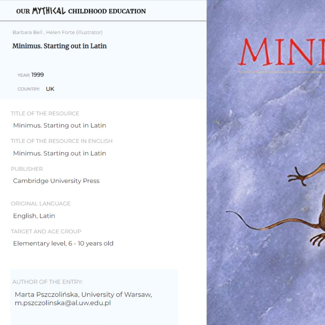 OBTAUW's tweet photo. 14 October - Teacher's Day in Poland
Marta Pszczolińska in Our Mythical Childhood Education database  on "Minimus. Starting out in Latin" by Barbara Bell, ill. Helen Forte:
https://t.co/OqIdEbVZlZ
#OMChildhood #OBTA #Latinforchildren #Latintextbook #learningLatin #teachingLatin https://t.co/z9rTFbBkrz