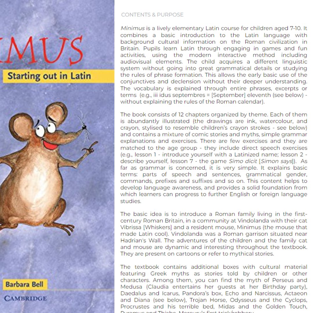 OBTAUW's tweet photo. 14 October - Teacher's Day in Poland
Marta Pszczolińska in Our Mythical Childhood Education database  on "Minimus. Starting out in Latin" by Barbara Bell, ill. Helen Forte:
https://t.co/OqIdEbVZlZ
#OMChildhood #OBTA #Latinforchildren #Latintextbook #learningLatin #teachingLatin https://t.co/z9rTFbBkrz
