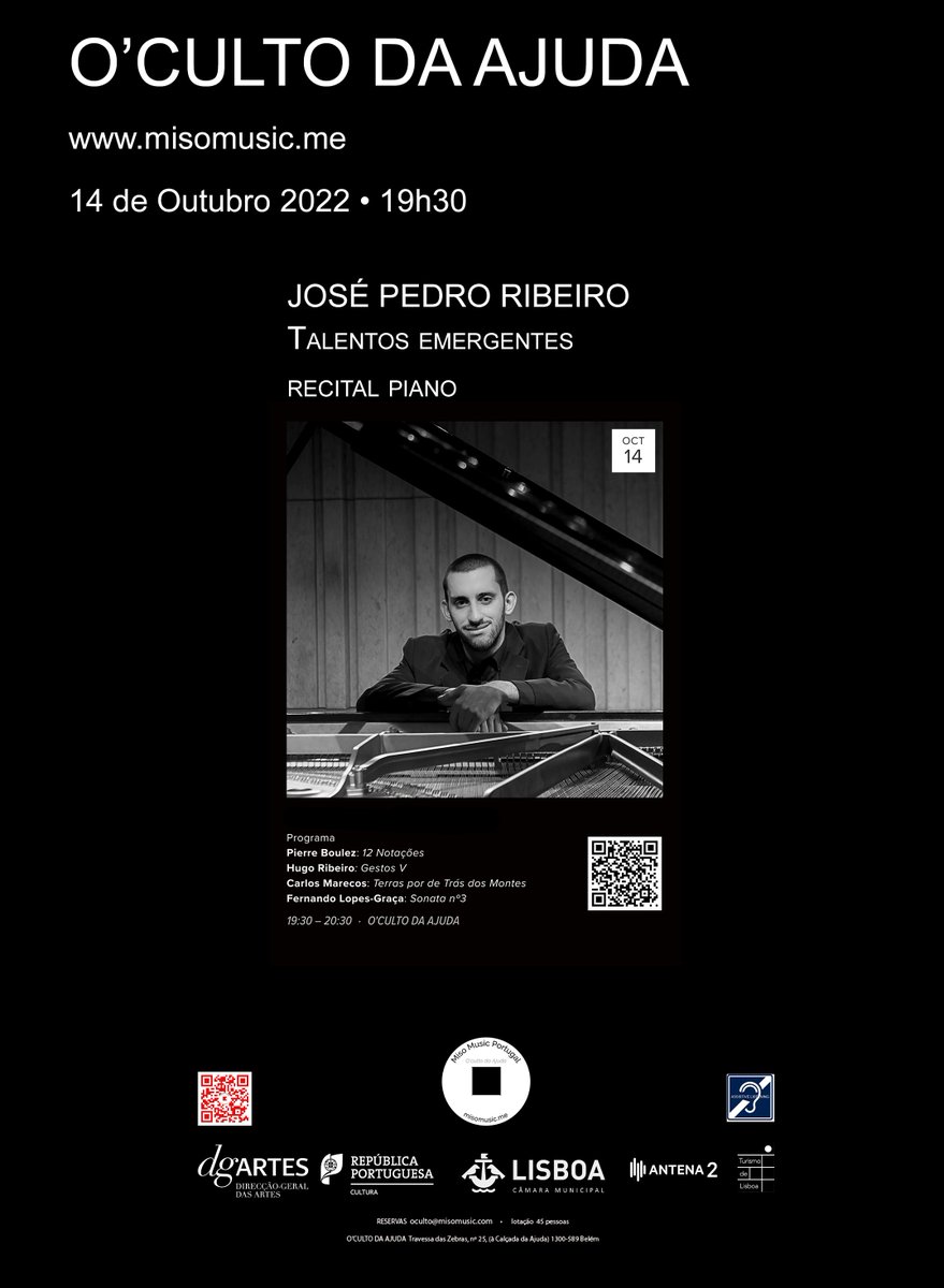 Hoje 14-10 às 19h30 • Talentos Emergentes JOSÉ PEDRO RIBEIRO piano - mailchi.mp/misomusic/14ou…