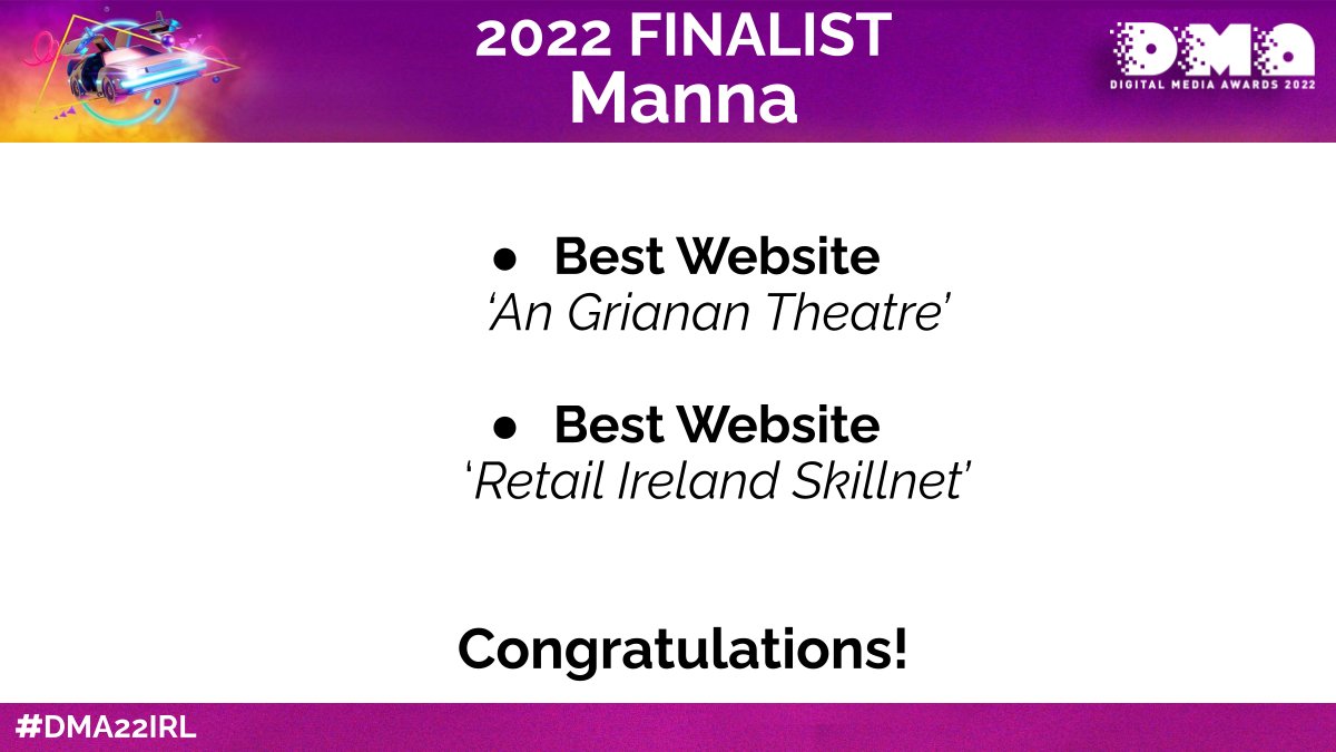 digitalmedia_ie's tweet photo. Well done to @Mannadesign for being a finalists twice in the Best Website category at this years Digital Media Awards 2022
#website #websitedesign #bestwebsite #DMA22IRL #Manna https://t.co/0HtfK7lH8V
