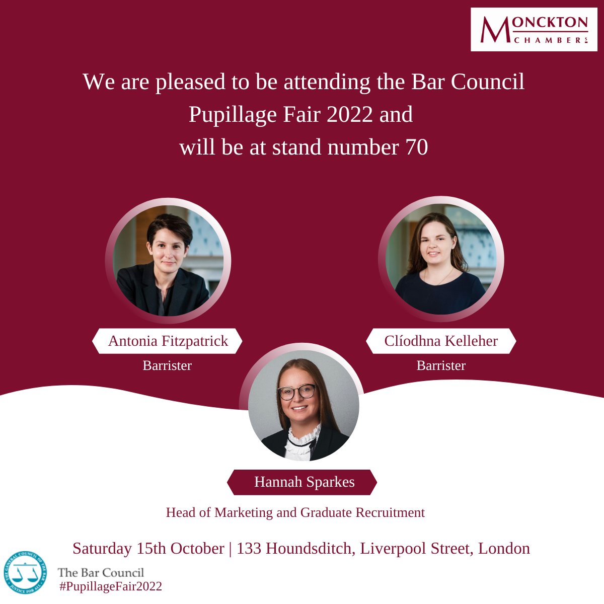 moncktonlaw's tweet photo. Join Monckton Chambers tomorrow at @thebarcouncil 2022 Pupillage Fair, where we will be at stand 70 ready to answer your questions. 

View the agenda of the day here: https://t.co/i0sfzpymBV

#PupillageFair2022 #AspiringBarristers #Pupillage #LawCareers https://t.co/ZBQ3VOzlSR