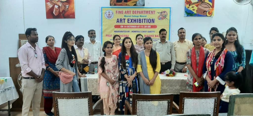 An Art Exhibition was inaugurated by Principal, Prof SN Sharma at Dept of Fine Arts ( Drawing n Painting Dept ) at Meerut College, Meerut. The exhibition shall remain open tomorrow in art gallery of dept. MA final Semester students have displayed various art forms. #worthseeing