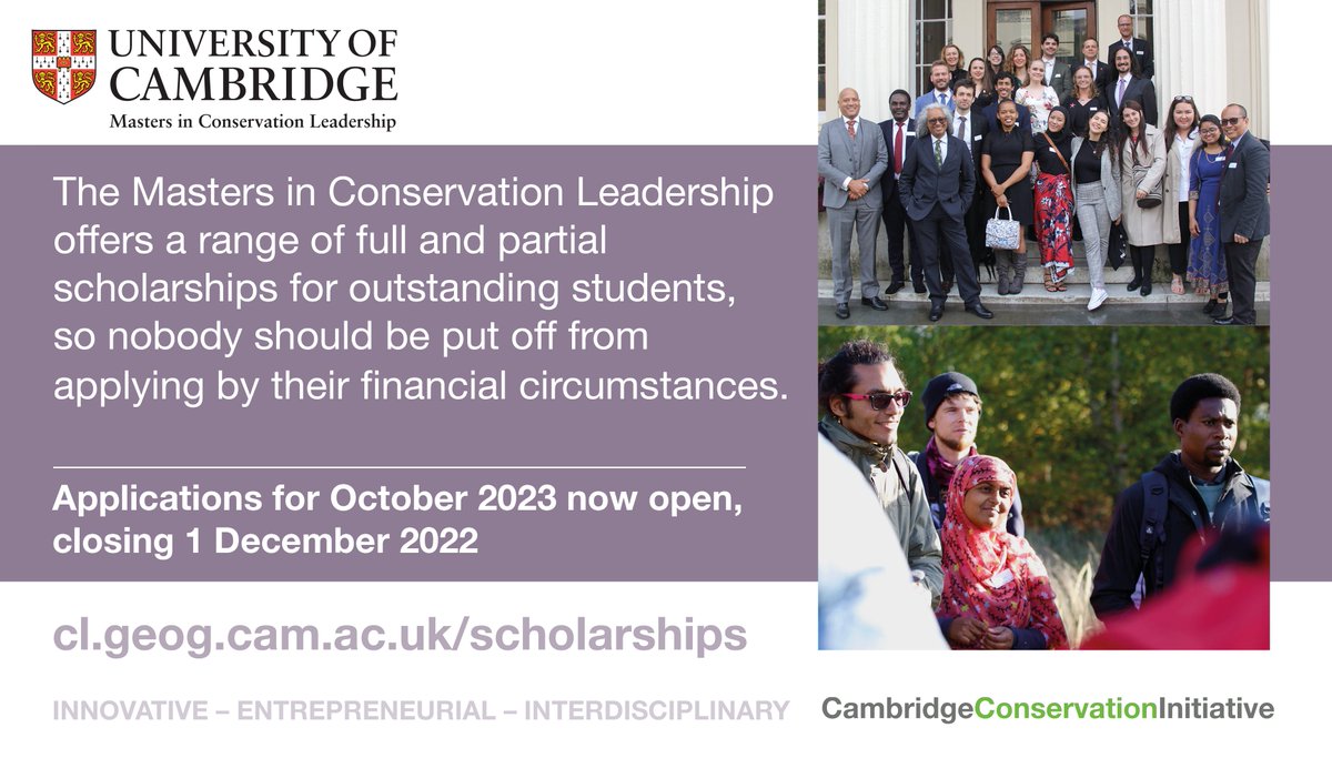 MPhilCL's tweet photo. Now applications are open for 2023-24, find out more about the scholarships available. We encourage the right candidates to apply, no matter what your financial circumstances may be:
https://t.co/V8bvOUfZGH
#leadership #masters #cambridge #conservationleaders #cambridgeuniversity https://t.co/DFvhLvtI5e