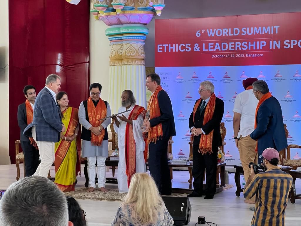 Congratulations to Norwegian handball player <a href="/HammersengEdin/">ANJA HAMMERSENG-EDIN</a>, a role model for young aspirants, for the <a href="/ArtofLiving/">The Art of Living</a> <a href="/BangaloreAshram/">Art of Living International Center</a> award for contributions to Mental Health in Sports at 6th world summit for ethics &amp; leadership in sports. <a href="/KirenRijiju/">Kiren Rijiju</a> <a href="/NORhandball/">Norges Håndballforbund</a> <a href="/YASMinistry/">YAS Ministry</a>
