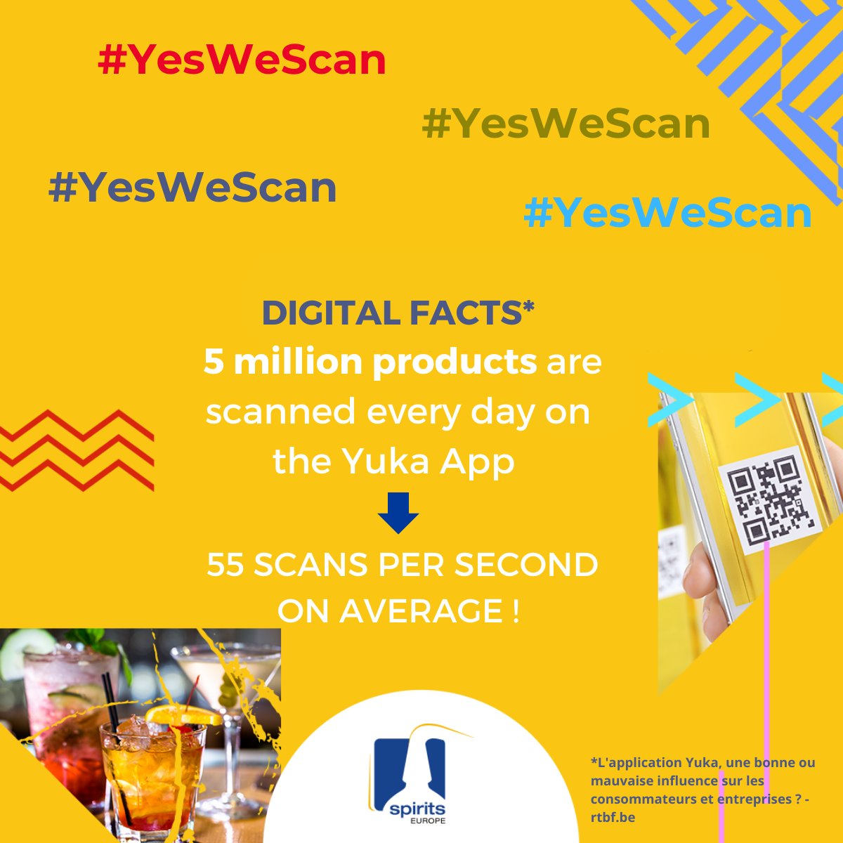 spiritsEUROPE's tweet photo. Reading the text of this tweet will take you around 5 seconds. In that time, about 275 consumers scanned food & drink labels with the Yuka app (source: https://t.co/aGt0m8CpVn)
We call on @EU_Commission to enable #DigitalFoodLabels in #FICRegulation https://t.co/G1MIyRVM6w