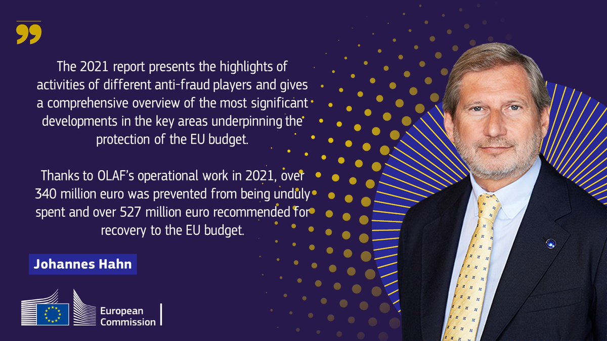 Commissioner @JHahnEU has presented the 2021 annual report on the protection of the EU's financial interests to the @EP_BudgControl. 📌europa.eu/!y6tG9y #PIFreport #EUAntiFraud