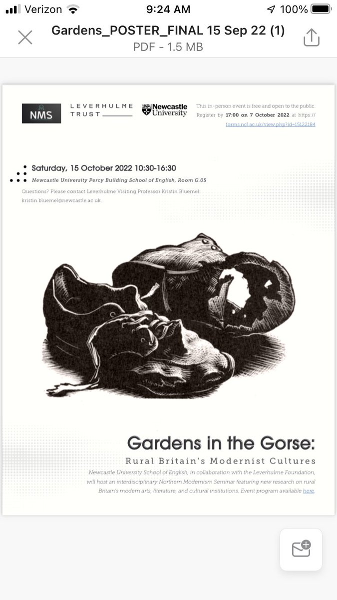 Kristin Bluemel (@kristinbluemel) on Twitter photo Gardens in the Gorse Northern Modernism Seminar tomorrow Saturday 15 October. <a href="/NCL_English/">English at Newcastle</a> Percy Building <a href="/UniofNewcastle/">Newcastle University</a>. @ClareHickman9 <a href="/HattieWalters94/">Hattie Walters</a> <a href="/afrayn/">Andrew Frayn</a> and others will speak. Join us if youāre in the North East. Gardens in the Gorse Northern Modernism Seminar tomorrow Saturday 15 October. <a href="/NCL_English/">English at Newcastle</a> Percy Building <a href="/UniofNewcastle/">Newcastle University</a>. @ClareHickman9 <a href="/HattieWalters94/">Hattie Walters</a> <a href="/afrayn/">Andrew Frayn</a> and others will speak. Join us if youāre in the North East.