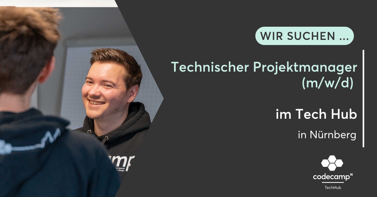 Unser CodeCamp:N TechHub sucht dich als ​Technische/r Projektmanager*in ​im ​Bereich der digitalen sowie agilen Produktentwicklung! 🔄

Weitere Infos findest du hier 👉 lnkd.in/eZTR87Xy

#jobs #karriere #nürnberg