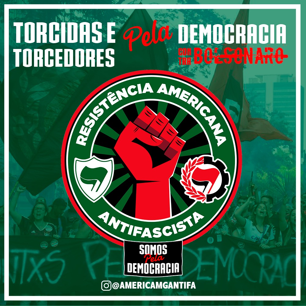 AmericaFCAntifa's tweet photo. Pela real democracia popular, pelo prato de comida na mesa de cada brasileiro(a), pelo fim da perseguição às minorias, pela preservação do meio-ambiente e pela dignidade humana.
#ContraBolsonaro #TorcidasPelaDemocracia
#PelaDemocracia
📷 Foto: Tânia Rego
1 + 3 + Confirma. https://t.co/2LKa1HX3vj