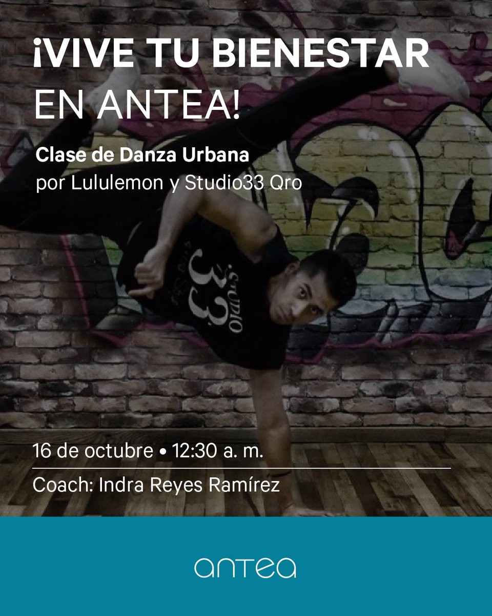 ¡Todos a bailar con la coach Indra Reyes y su clase de Danza Urbana! No te pierdas esta experiencia de bienestar por <a href="/lululemonmx/">lululemon MX</a> y <a href="/studio33/">Kathleen Bishop</a> este 16 de octubre a las 12:30 p. m. ¡Regístrate vía DM!