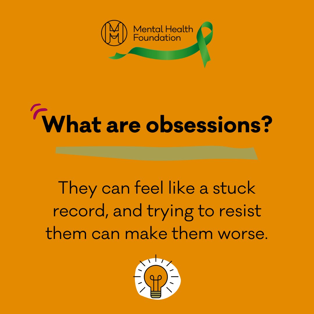 What are obsessions? They can feel like a stuck record, and trying to resist them can make them worse. #OCDAwarenessWeek [5/9]