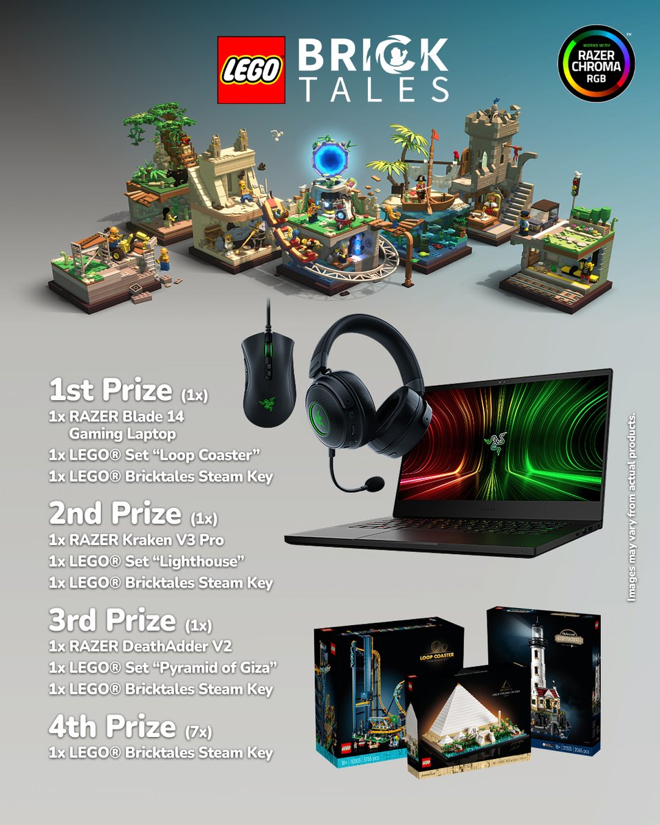 🏆SWEEPSTAKES!🏆
There is no better way to celebrate LEGO® Bricktales having <a href="/Razer/">R Λ Z Ξ R</a> Chroma support than running a SWEEPSTAKES, right? Of course not!

This way for your chance to win a Razer Blade 14 gaming laptop and more: 

🔗bit.ly/3Vp8mlI

#LEGO #Bricktales
