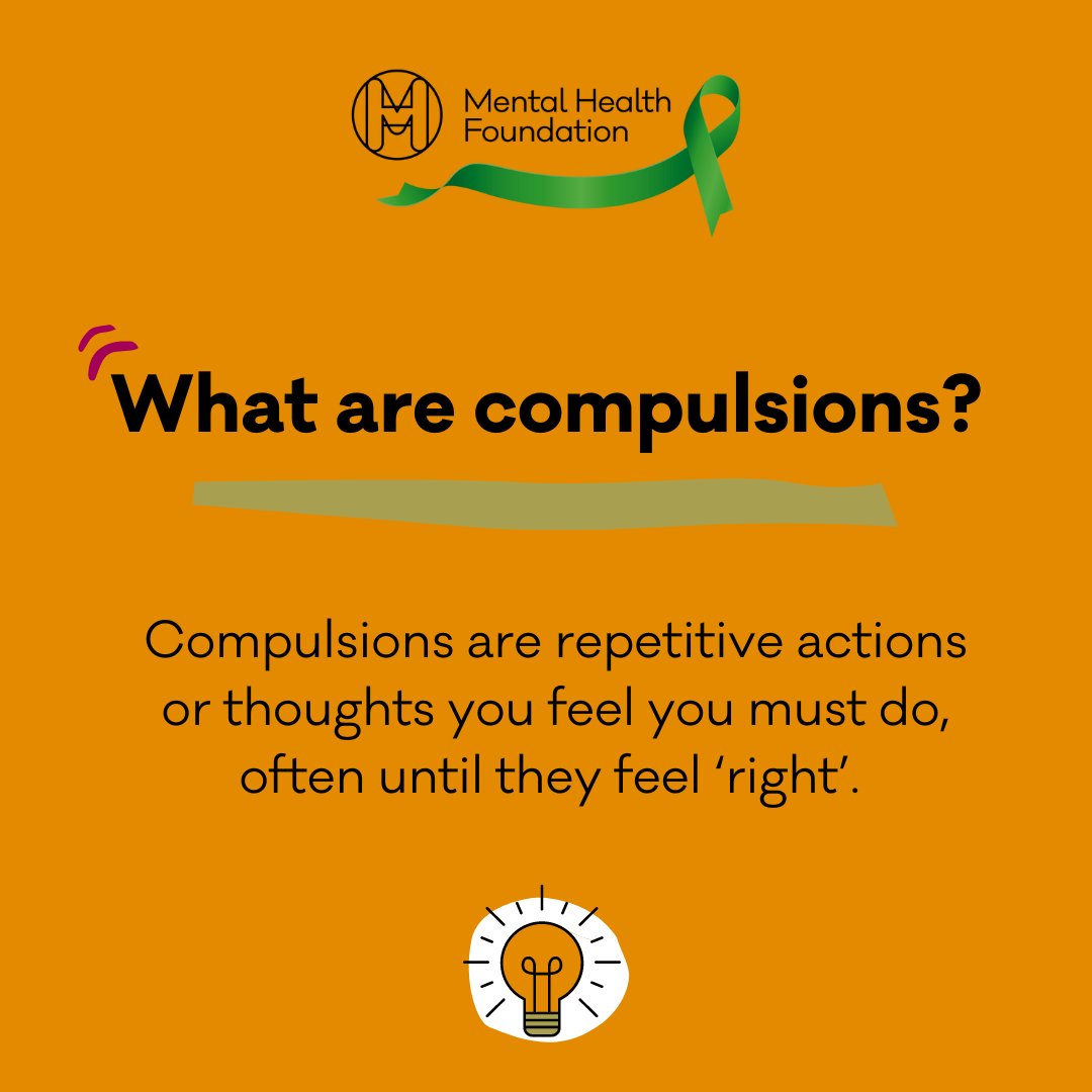 What are compulsions? Compulsions are repetitive actions or thoughts you feel you must do, often until they feel ‘right’. #OCDAwarenessWeek [6/9]