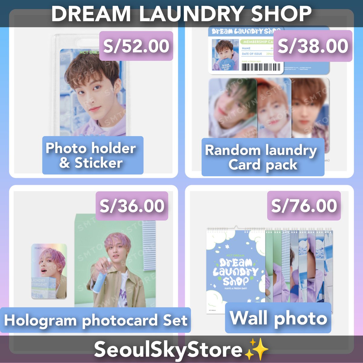 SeoulSkyStore1's tweet photo. ✨PEDIDO ABIERTO✨
DREAM LAUNDRY SHOP-NCT DREAM 
✅ Cierre de pedido: 18/10
✅ Precio sin envio
👇🏻 Ver más detalles en los comentarios 
⭕ Opción de sorting por orden de pago para el Randoms Laundry card pack 
💌 Para dudas y consultas 
#NCTDREAM #NCTDREAMatTMA #NCTDREAM_Beatbox https://t.co/n16XzvmAdV