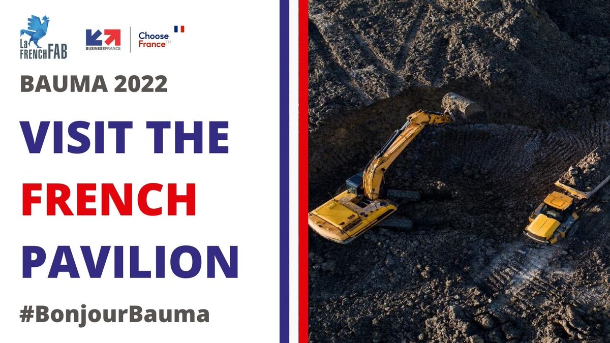 #BonjourBauma Plus que quelques jours avant le début du salon ! Venez découvrir les innovations sur le pavillon France (réalité augmentée, outils de gestion, plates-formes d'échanges B2B…) ! 🇫🇷 

👉Infos: event.businessfrance.fr/bauma-munich-e… 

#FrenchTechinBauma #ChooseFrance #BonjourBauma