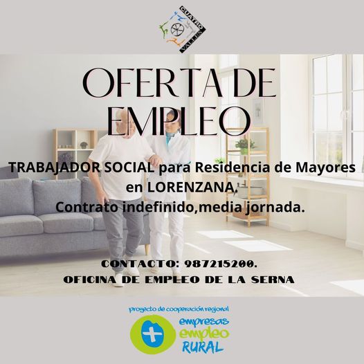 empresasempleo's tweet photo. ⭕️OFERTA DE EMPLEO
Trabajador/a Social en Lorenzana en la comarca de @As_CuatroValles
+Información: https://t.co/UUtDD6JzMp
#emploe #trabajo #mediorural #oportunidadeslaboralesw #MásEmpresasMásEmpleoMásRural https://t.co/4h8xFQow6e