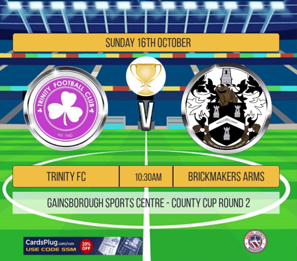 Brickies look to take their unbeaten start to the season into the County Cup as they face Trinity FC in the 2nd round #uppabrickies