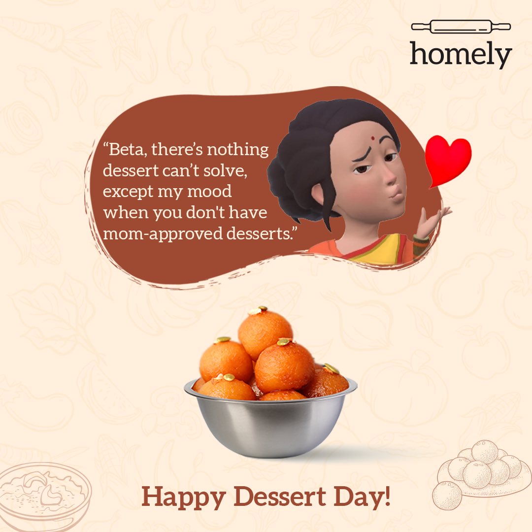 homelyIndia's tweet photo. We’ll follow it eagerly because we can’t desert the idea of not having desserts!
Happy Dessert Day to all!
#NationalDessertDay #Dessert #Desserts #DessertLove #MomGyan #Homely #SimplyHomely #GharKaKhanna #HomeMeals #HomeFood #HomeFoodDelivery #GoodHomeFood #Food #Foodie https://t.co/CMmtoiy10P