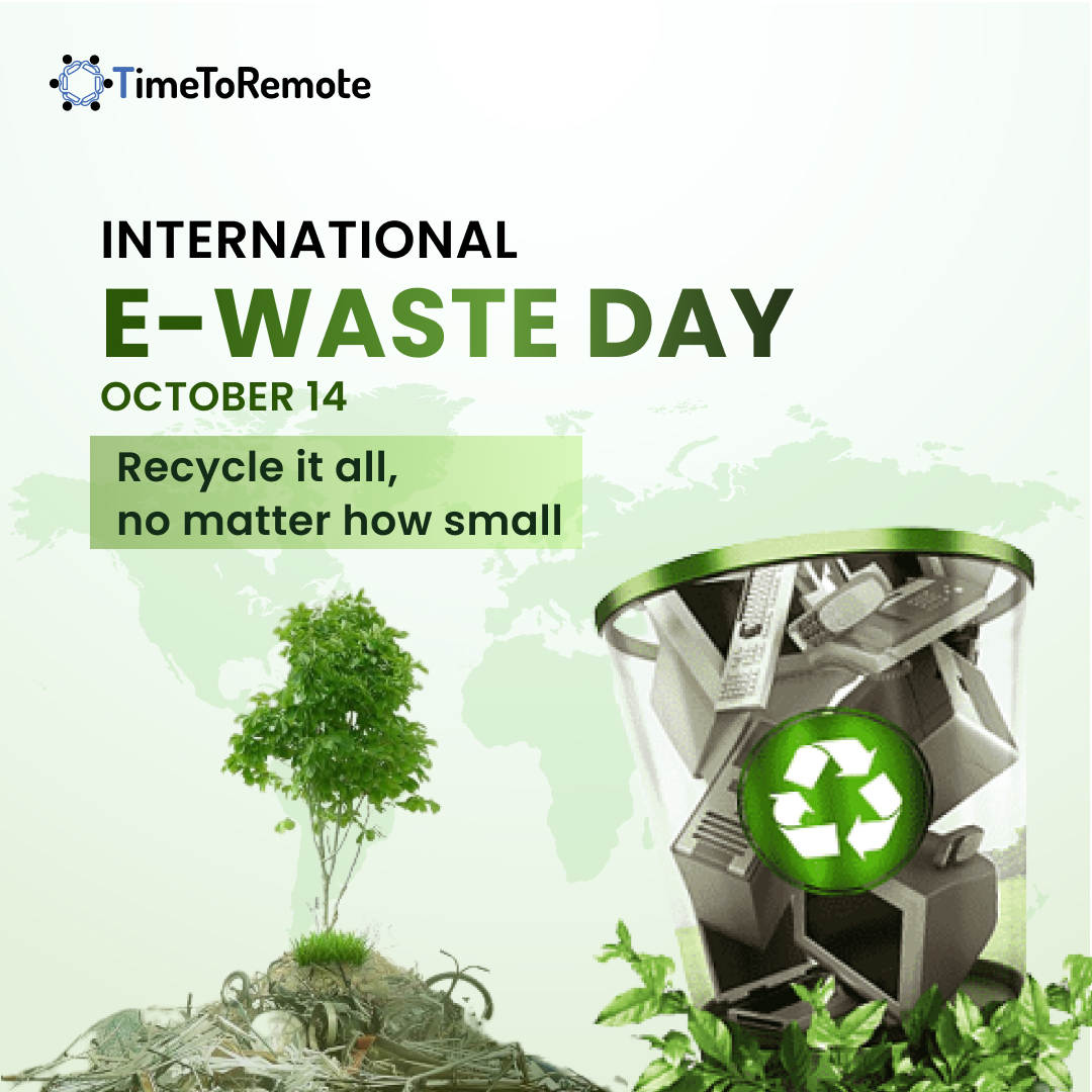 time2remote's tweet photo. E-waste includes every electronic appliance that is thrown away. 📻

E-waste is one of the biggest pollutants on earth. ⚠☢

Today on "International E-waste day", let's make a pact to recycle E-waste. 🤝♻

#ewaste #ewasteday #electronicwaste #ecofriendly #recycle #timetoremote https://t.co/nABqMERzyw