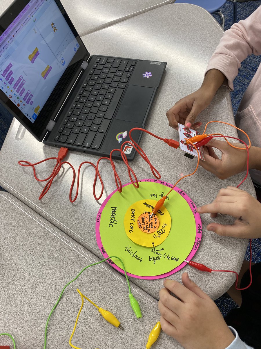 AlexisPhan3's tweet photo. I learned, they learned &amp; lots of fun was had!!! Earth’s layers coded and came alive with Makey Makeys!! @E_ThompsonES @frattali_fifth @teachwithTanner https://t.co/ZxxY6Kgped