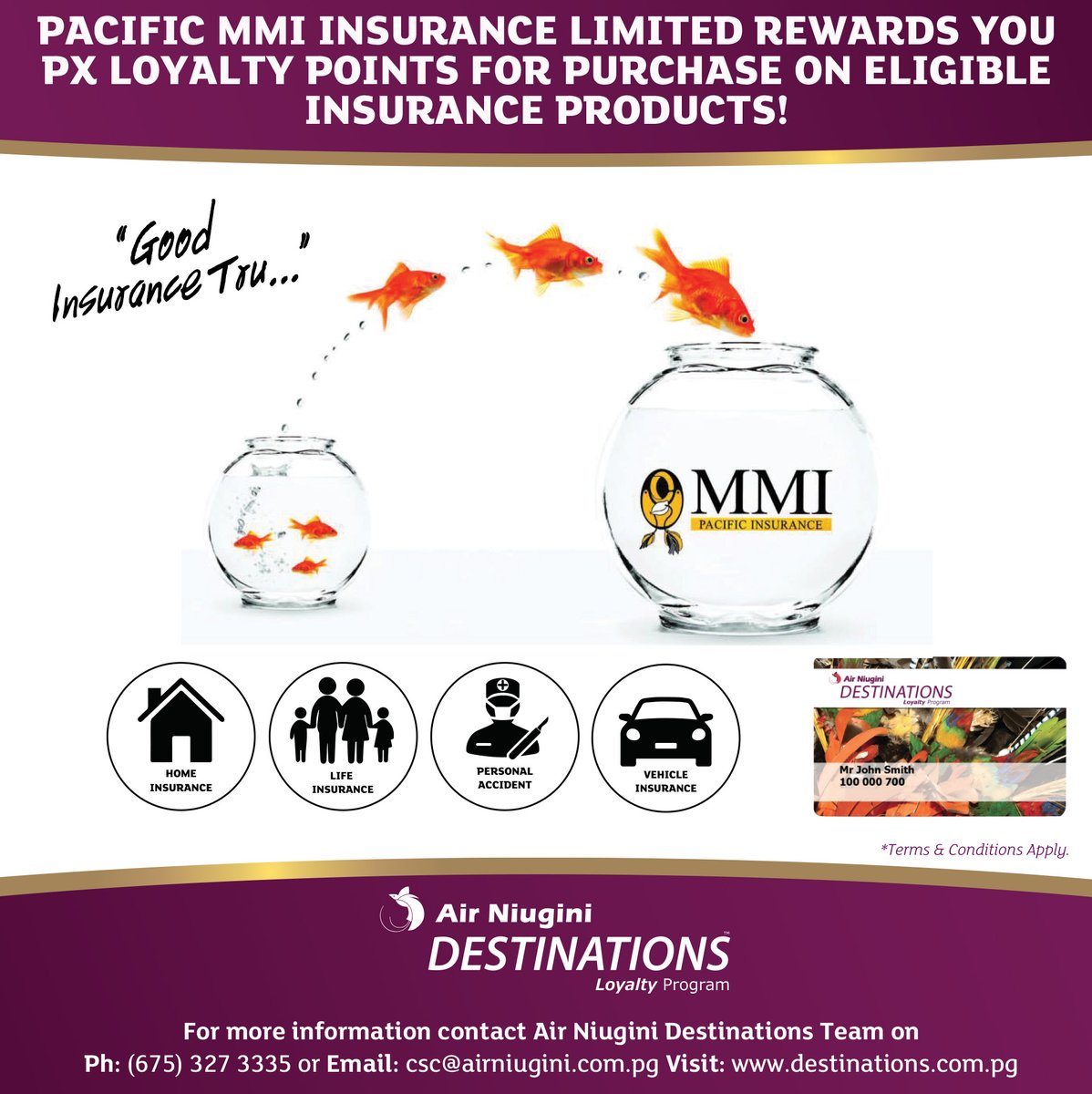 PXDLP's tweet photo. Earn more PX Loyalty points with Pacific MMI Insurance!
For more information, contact the Destinations team or visit the website https://t.co/5gfFTA1lGC
#pxloyalty #airniugini #destinations #insurance #PacificMMI https://t.co/ow5LWI09sz