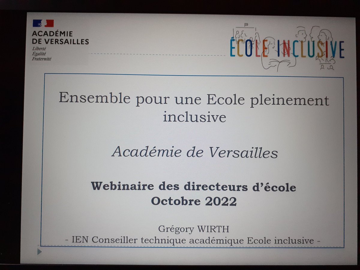 gregory_wirth's tweet photo. Webinaire académique des directeurs : ✔Faire ensemble notre Ecole ✔Évaluation des écoles ✔Ecole inclusive ✔RH nouveaux profils.  Merci à Madame la Rectrice pour cet espace de dialogue "Autonomie, pilotage pédagogique,  confiance, concertation,  force de propositions" 🧠👏 https://t.co/qFnDIL96Mw