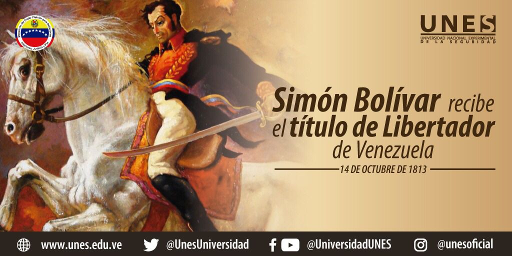 #VenezuelaEsPoesía 🇻🇪 
Libertador de Venezuela fue el título otorgado por la Municipalidad de Caracas el 14 de octubre de 1813 a Simón Bolívar,​​ quien en la Campaña Admirable partió de Cúcuta, en el Virreinato de Nueva Granada (hoy Colombia).
<a href="/lacamer/">GRAL LARRY CARRERA</a>
@DttoUnes1
<a href="/fabio_zavarse/">fabio zavarse</a>