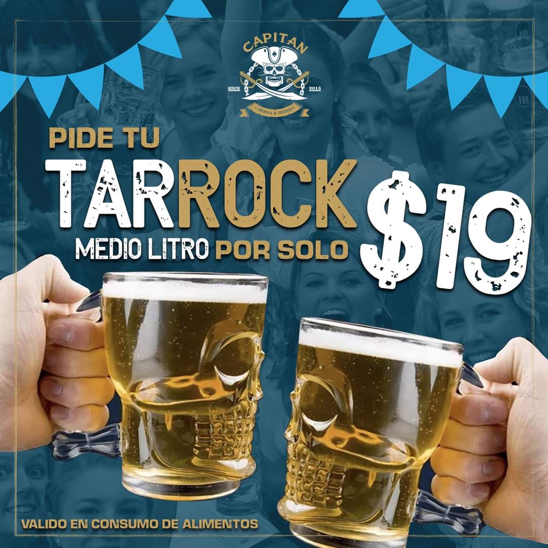 TheCapitanFrank's tweet photo. Toda la fiesta y el mejor ambiente del #Rocktoberfest🍻Pide tu #TARROCK 🍻 por solo $19 medio litro de cerveza (No aplica con otras promociones) 

#TodosBrindandoYoho! https://t.co/bWLWnVki15
